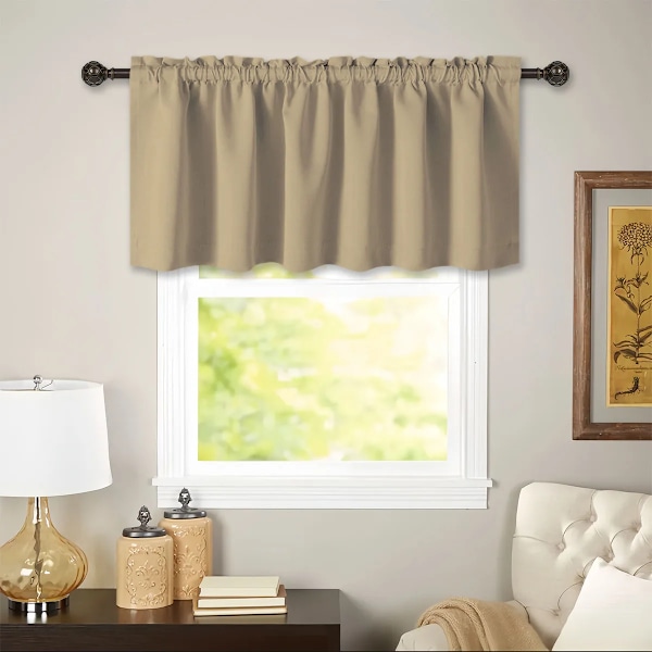 1Pc, Valance Cafe Fönster Stav Pocket Gardin, Vävd Tyg Kort Valance Gardin För Hemrum Kök Vardagsrum Dekoration Sliver W106 x H45