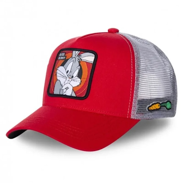 Anime-sarjakuva Snapback-lippis, korkealaatuinen, puuvillaa, miehille ja naisille, hip hop -isän verkkopäähine, rekkapäähine, toimitus suoraan toimittajalta BUGS RED 55cm-60cm