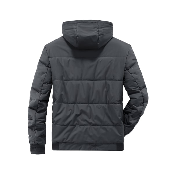 Vadderad huvjacka för män, Casual Vadderad kappa vindjacka med dragkedja för män vinter Dark Gray XL(52)