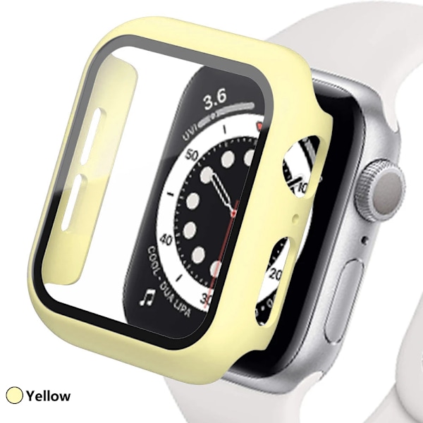 Härdat Glas Case För Apple Klocka Tillbehör 44Mm 45Mm 41Mm 40Mm Skärmskydd Apple Watch Series 9 8 7 6 5 4 Se 3 Yellow 38MM