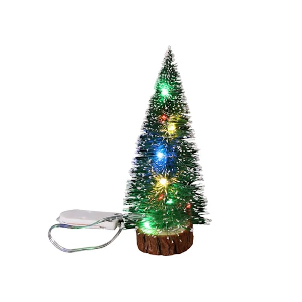 Mini Konstgjord Jul Grön Cedar Led Lights Pine Needle Tree Juldekorationer Desktop Prydnadsgåvor Julgrane B (20cm)