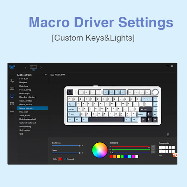 Aula F75 2,4G Trådløs / Bluetooth / Trådløst Spil Mekanisk Tastatur Rgb Tilpasset 75% Layot Oem Profilpakningsstruktur Thunder Black Crescent axis