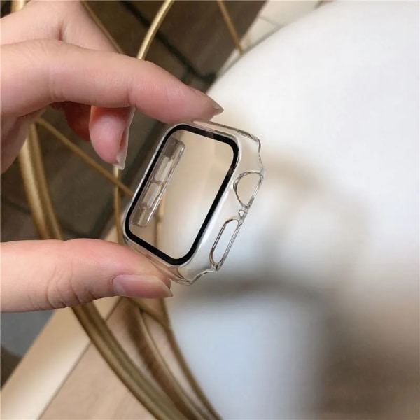Case för Apple Watch Series 8 7 6 SE 5 4 3 44 mm 40 mm 45 mm iwatch 42 mm 38 mm glas+ cover Apple watch Tillbehör Transparent 44mm series 654SE