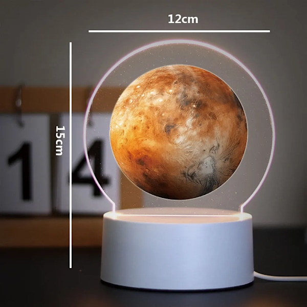 Kreativ univers planet nattelys Mars bordlampe natlampe til hjemmet dekoration jordmodel akryl lamper børnefødselsdagsgave White base 3colours AP-Y-Y149