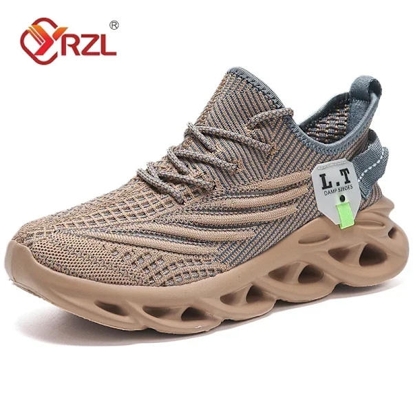 Yrzl Män Sport Running Black Jogging Skor Casual Sneakers Utomhus Andas Mesh Kvinnor Lätt Stötabsorption Svarta Tennis. Khaki 37