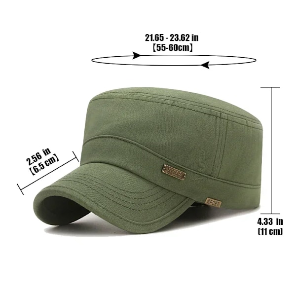 Nya Trendiga Klassiska Avslappnade Bomulls Snapback-Kepsar Utomhus Sport Basebollkeps Platta Militär Kadettkeps Stil Design army green