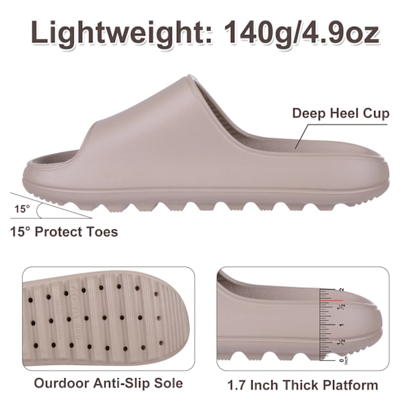 Goosecret Tjock Botten Kvinnor Tompa Nya Sommar Dusch Sandaler Inomhus Icke-Slipa Hem Skälvor Sovrum Soft Sole Sandaler För Män Pink 39-40(9.4-9.6 inch)