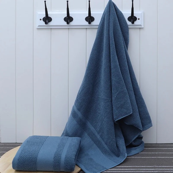Förtjockad badhandduk i ren bomull, hushållshandduk för vuxna, snabbtorkande, absorberande strandskönhetssalong, set blue 35X75cm