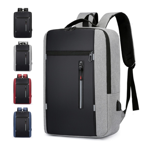Vattentät företagsryggsäck, multi bärbar datorväska, reseryggsäck med stor kapacitet med USB laddningsport Gray 31*43*12cm