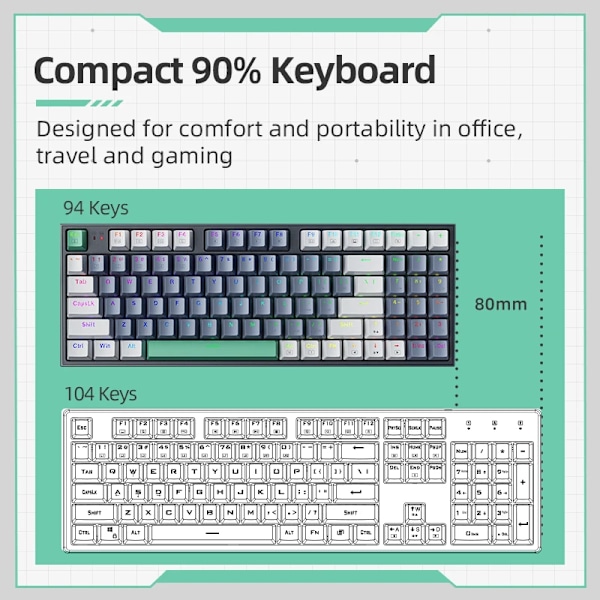 Machenike K500 Mekanisk Tangentbordspel Tangentbord Kablar Med Tangentbord Varmt Utbytbar 94 Nycklar Rgb Ljus Mac Windows Windowscomment Brown Switch