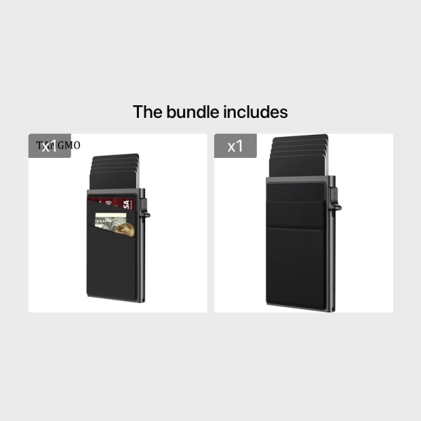 Automatisk pop-up kreditkortshållare pengapåse Minimalistisk RFID-blockerande visitkortsplånbok för män Black Color+Black 2