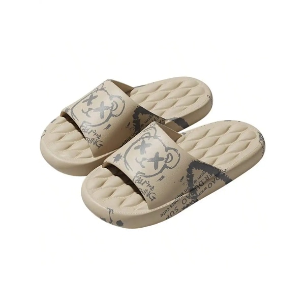 Bjørn Graffiti Udskriv Mænd Tøfler Hjem Sandaler Til Mænd Flip Flops Tyk Blød Eva Non-Slippers Kvinder Tøfler Sommer Strand Slipp Perfekt. WHITE 44-45(fit 43-44)