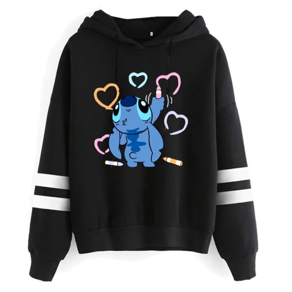 Estetisk Rolig Y2k jultröja Lilo Stitch Tecknad huvtröjor Dam Söt Stitch Anime Manga Hoody Kläder för kvinnor 59005 XL