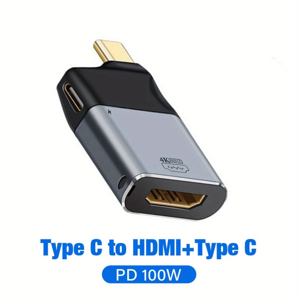 Andra generationens uppgraderad 2-i-1 typ C-adapter PD100W Snabbladdning 8k/4k@60Hz HD-videokontakt USB C till HDMI/RJ45/DP/Mini DP/VGA