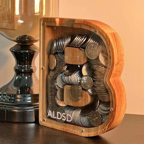 26 Brev Svenske Piggy Bank Træ Mønt Penge Sparekasse Låda Jar Mønt Opbevaring Box Desktop Ornament Hjem Indretning Pyssel X Gave J