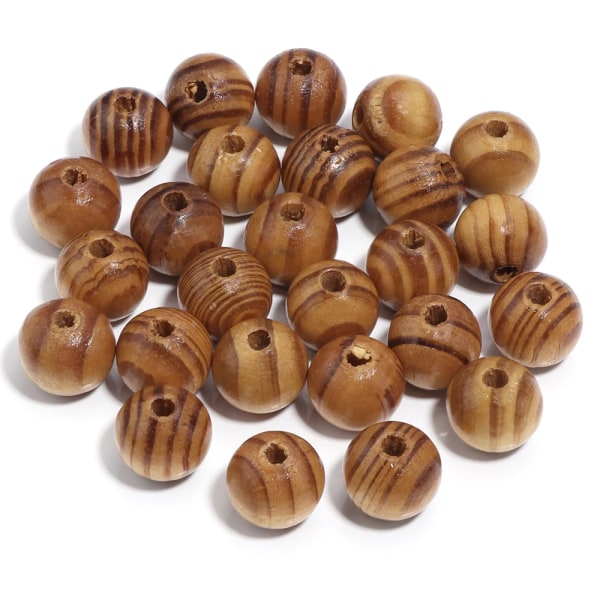 20-300 st/lot Naturlig furu Pärlor Rund Rand Spacer Ball Bead för DIY Armband Halsband Smyckenstillbehör 16mm(40pcs)