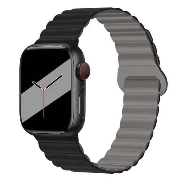 Magnetrem för Apple Watch -band 45 mm 38 mm 49 mm 40 mm 42 mm 41 mm Sportarmband i silikon iWatch Series ultra 9 6 5 7 8 se 44 mm 38 black gray 42mm 44mm 45mm 49mm