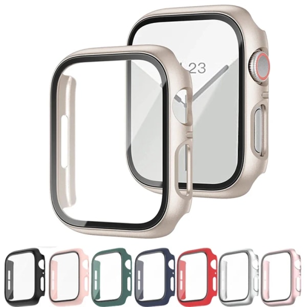 Glas+ Cover för Apple Watch Screen Protector Case 41mm 45mm 42mm 38mm 44mm 40mm Reptålig skyddande iWatch 9 8 7 6 SE 5 Orange Series456 SE 44MM