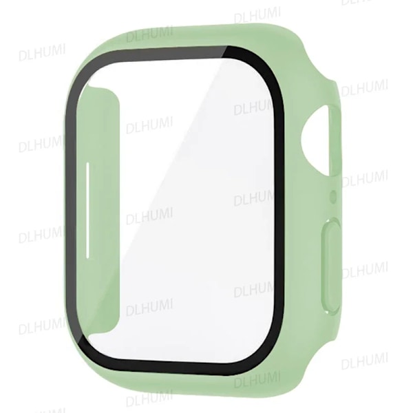 Hærdet glas til Apple Watch 9 8 44Mm 40Mm 42Mm 38Mm 41Mm 45Mm Pc Stødpude Skærmbeskytter Case Iwatch-serien 7 6 5 3 Se. Mint Green Series 7-8-9 41mm