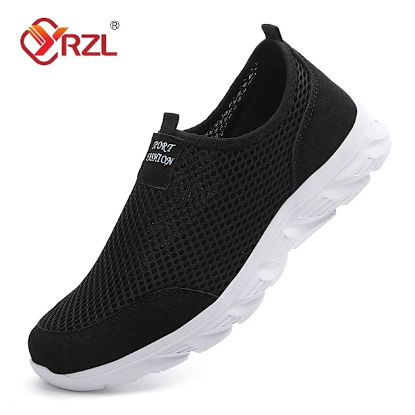 Yrzl Sneakers Män Sommar Casual Skor Män Mesh Andas Utomhus Icke Slip Sport Skor Slip På Loafers För Män Piu Storlek 38-46 Black white 43