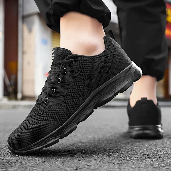 Nye Herresko Åndbar Funktion Casual Sneakers Sommer Hvid Løbesko Let Blød Sportsko Til Mand Stor Størrelse 35-45 black 37(23.5CM)