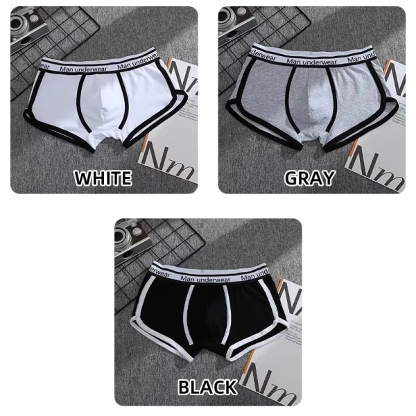 Herr Sport Boxers Shorts Kalsonger Underkläder Svart Vit Grå ML XL Andas Mode Fitness Sport Fitness black M