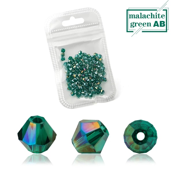 Engros 1000 stk Store Farverige 4mm Bicone Krystalperler Glasperler Løse Spacer Perler Armbånd Smykkefremstilling Tilbehør malachite green ab 4mm 1000pcs