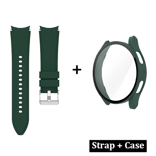 Case Band För Samsung Galaxy Watch 4/5/6 40Mm 44Mm Silikone Armband Skärmskydd Skärmskydd För Samsung Klocka 6 Classic 43Mm 47M Dark Green Galaxy Watch 5 44mm