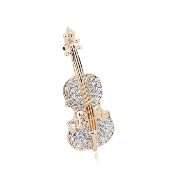 Elegant Rhinestone Violin Broschar För Kvinnor Charms Punk Personlighet Guitar Broche Män Suit Lapel Pin Kristall Party Smycken Gåva XZ0396-1