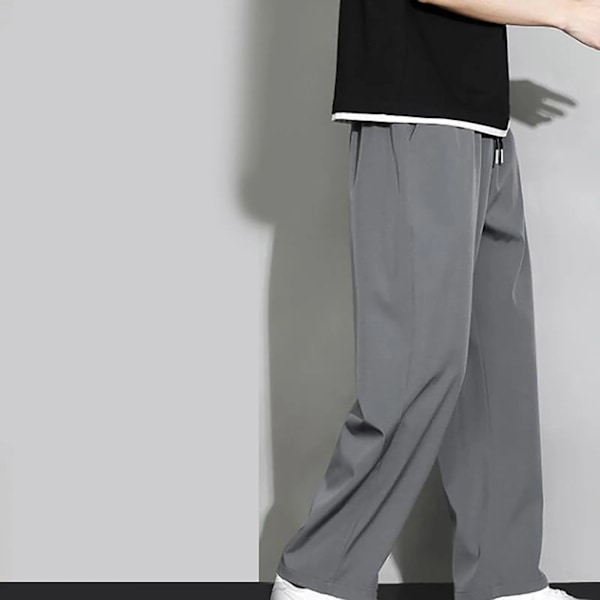 Man Byxor Casual Loose Sweatpants Sportsweatwear Gym Baggy Straight Leg Joggers Träningsbyxor Mode Dragsträng Byxor S Pantalones Dark Gray XL