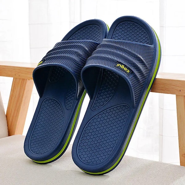 Män Slipper För Hemma Strand Tofflor Kvinnor Halkfritt Bad Kvinnliga Toffpar Utomhus Man 2024 Sommar Skor Unisex Inomhus Toffpare dark blue 10