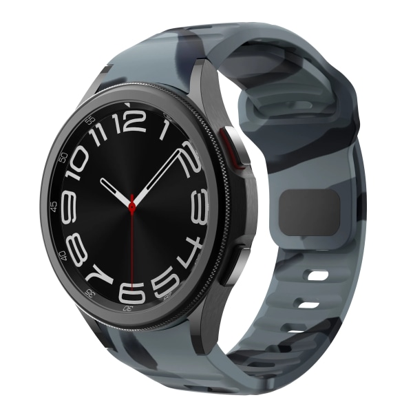 Silikonrem till Samsung Galaxy Watch 6 Classic 47mm 43mm/4 classic 46mm 42mm Armband Galaxy Watch 5/5pro 45mm/4/6 40mm 44mm Camo Black Grey watch 6 classic 47mm