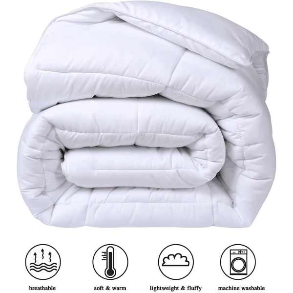 1 st Täcke, enfärgad varm mysig ventilerande täcke för alla årstider, alternativ dunfyllning i den Quilted Quilt White 229cm*229cm