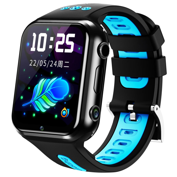 H1 4G GPS Wifi-plats Student/Barn Smart Watch Telefon Android-systemapp installera Bluetooth Smartwatch SIM-kort Android 9.0 H1-8G-Black-Blue Standard memory