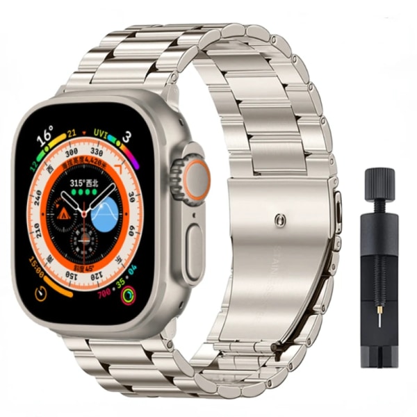 Metallrem för Apple Watch Ultra/2 49mm 9 8 7 45mm 41mm Rostfritt stål Högkvalitativt armband för iWatch 6 5 4 3 SE 44mm 42mm 40mm Silver For Series 7 41mm