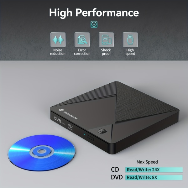 Yottamaster USB3.0 multifunktionell och effektiv Blue Ray extern inspelare stöder läsning och inspelning av olika typer