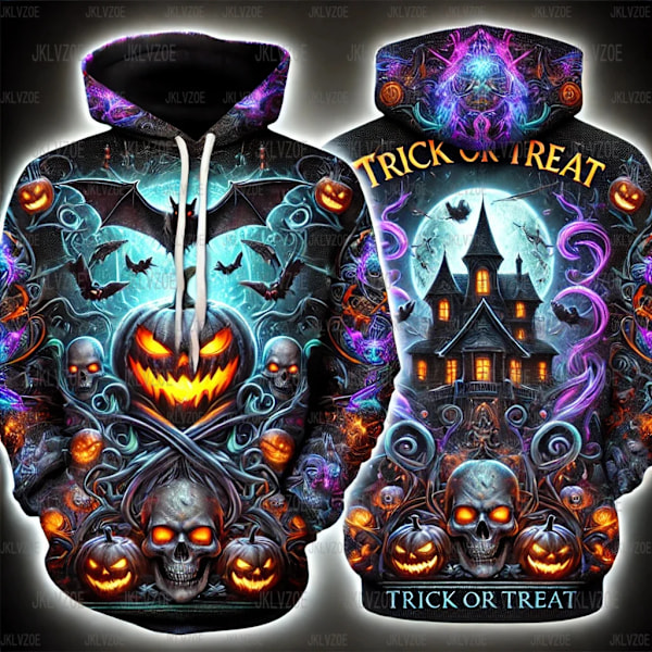 Efterårets nye Halloween hættetrøjer Nightmare Before Christmas 3D print hættetrøje mænd kvinder mode oversized casual sweatshirt pullover wjr818011-JCS XXL