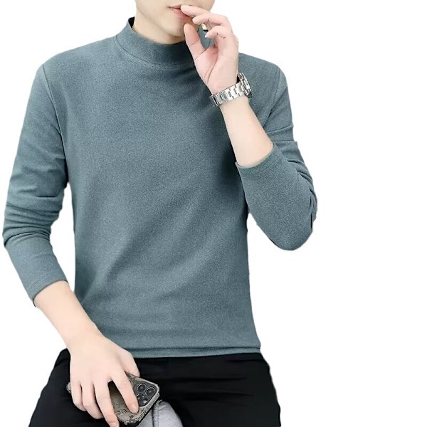 Develvet Halv Turtleneck Base Tröja Mænd Dobbeltsidet Plus Langærmet T-Shirt Trend Vinter Stræk Varm Under Tøj Green 4L