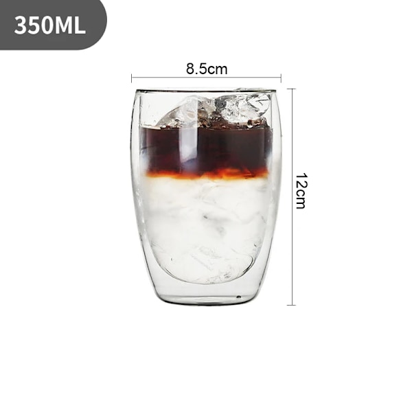 350 ml Dubbelväggig Glaskopp Transparent Handgjord Värmebeständig Tekopp MINI Whiskykopp 100 grader Espresso Kaffekopp 2pcs 350ml Glass Cup