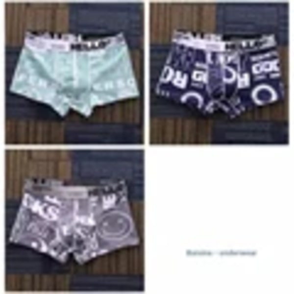 Mænd Underbukser Boxershorts Bomuld Mand Trusser Mand Boxers Åndbare Komfortable Mænd Trykte Underbukser Sexy Quicas Cale Zoncillos 3pcsD L 50-60KG