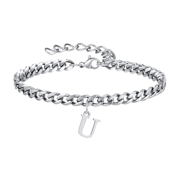 Vnox 26 Brev Charms Ankruckor För Män Kvinnor, Kubansk Kedja Ankel Armband Med Första Upphängd, Unisex Stål Ankel Kedja Smycken JC-184S-U