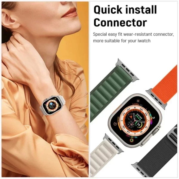 Alpine Loop Band För Apple Watch Rem 49mm 45mm 41mm 44mm 40mm 42mm 38mm Metall G-Hook Nylon Armband iWatch Ultra 9 5 SE 6 7 8 Malachite green 38mm 40mm 41mm