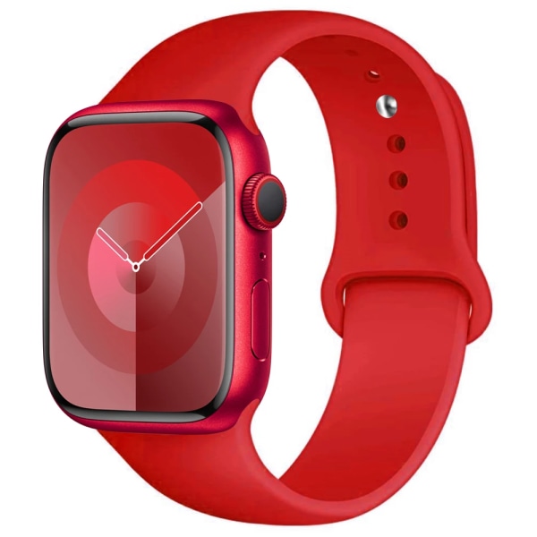 Silikonrem för Apple Watch -band 44 mm 40 mm 45 mm 41 mm 49 mm 42 mm 38 mm 44 mm Sportarmband iWatch Series 9 8 7 SE 6 5 4 Ultra 2 Red 42 44 45 49 mm S-M