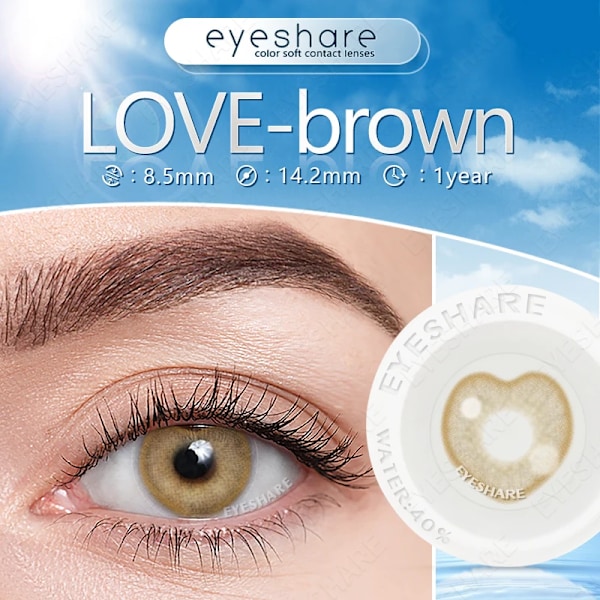 Eyeshare 1 par farvede kontaktlinser til øjne mode kærlighed blå linser brun kosmetiske kontakter årlige grønne farve kontakter 3tone-Amethyst 0