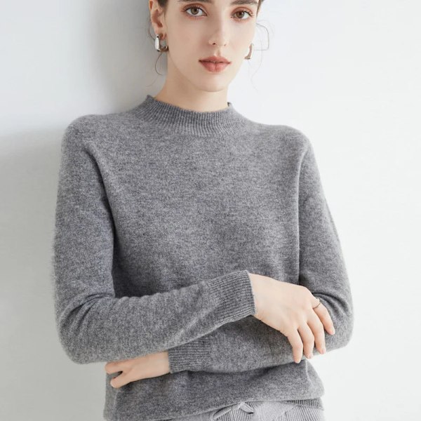 Första Linjen Redo-Till-At-Wear Ull Tröja Kvinnors Lös Halv Turtlenkrack Pullover Våren Och Hösten Grundläggande Stil Simma Bottomande Övrev Beige XXL