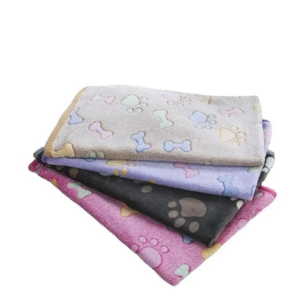 Förtjockad husdjursfilt av fleece All Seasons Universal Cat Dog filt Print Design Pet Supplies Dot blanket pink M -(76*52CM)
