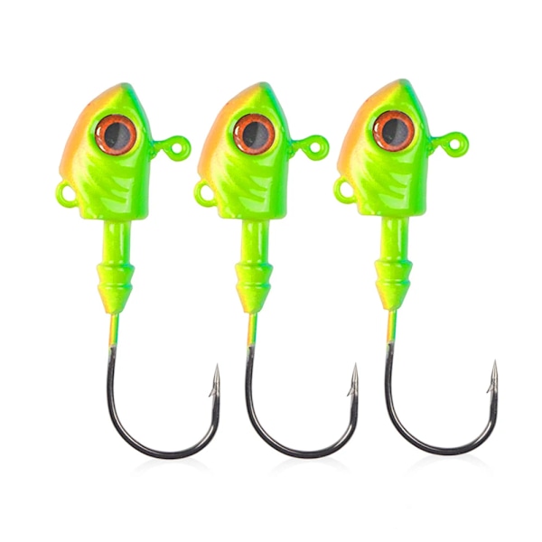 Vinter Jigg Fiskekrokar 3.5G 5G 7G 10G 14G 20G 28G 3Pcs Worm Hook Bass Fish Tackle För Mjukt Lure Grillad Krok 3D Ögon Yellow 3Pcs 10g