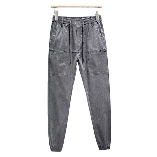 Casual Byxor Mäns Höst Lös Tappered Ankel Längd Byxor 2024 Nya Mode Märke Sex Pocket Väska Stretch Mäns Denimbyxor Black L