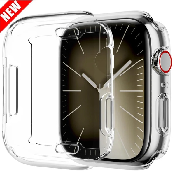 Cover watch för Apple Watch Series 8 7 6 5 case 3 2 SE Silikon genomskinligt case Skärmskydd iWatch 38 40 41MM 42 44 45MM Black 3 40mm series 654 Se