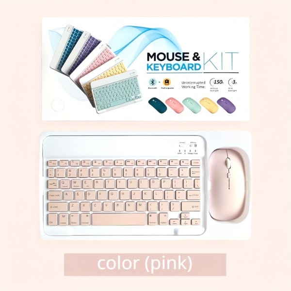 Flerfärgad trådlös set, miniportabel, tyst tangentbordsladdning, lämplig för iPad, surfplatta, bärbar dator, kontorsdatortangentbord Purple